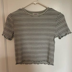 Pull&Bear | Striped Green Cropped T-Shirt